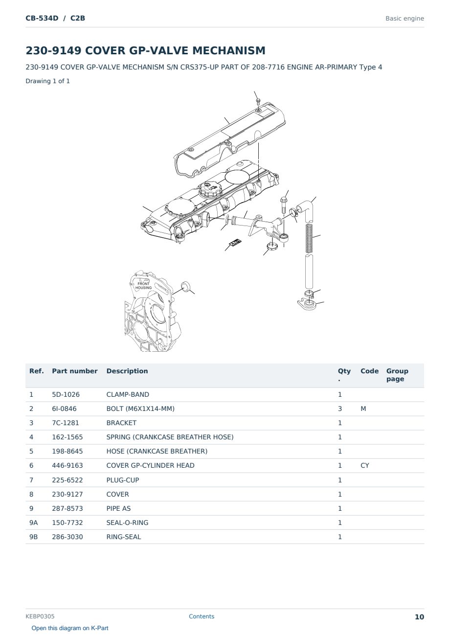 Caterpillar CB-534D S/N C2B Partsbook KEBP0305 (English) - sample page 10 of 10 Caterpillar CB-534D S/N C2B Partsbook KEBP0305 (English) - sample page 10 of 10