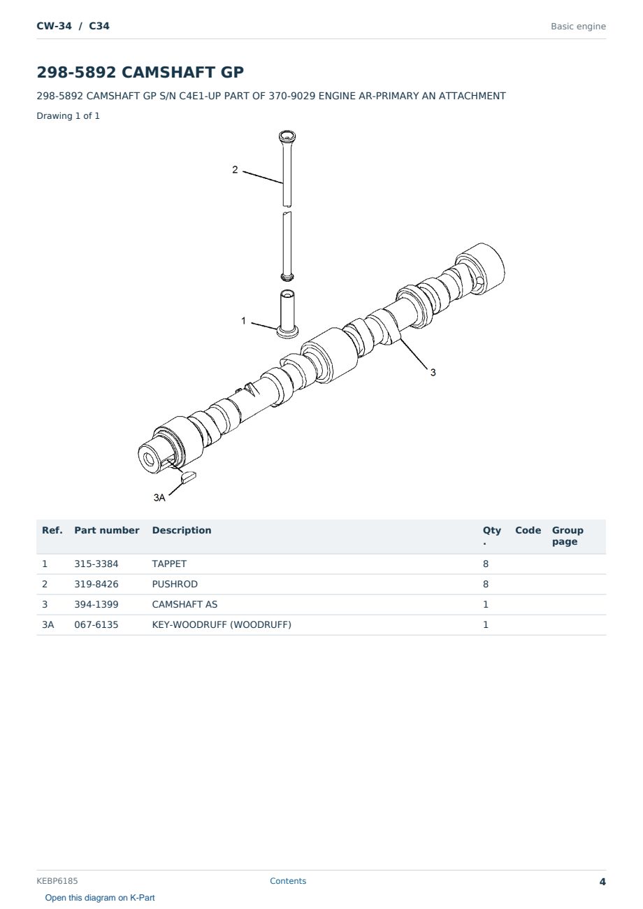 Caterpillar CW-34 S/N C34 Partsbook KEBP6185 (English) - sample page 4 of 10 Caterpillar CW-34 S/N C34 Partsbook KEBP6185 (English) - sample page 4 of 10