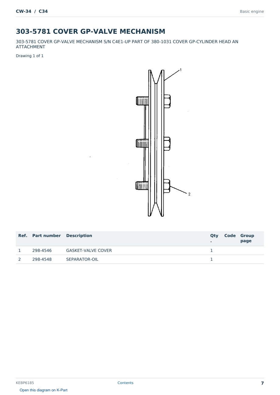 Caterpillar CW-34 S/N C34 Partsbook KEBP6185 (English) - sample page 7 of 10 Caterpillar CW-34 S/N C34 Partsbook KEBP6185 (English) - sample page 7 of 10