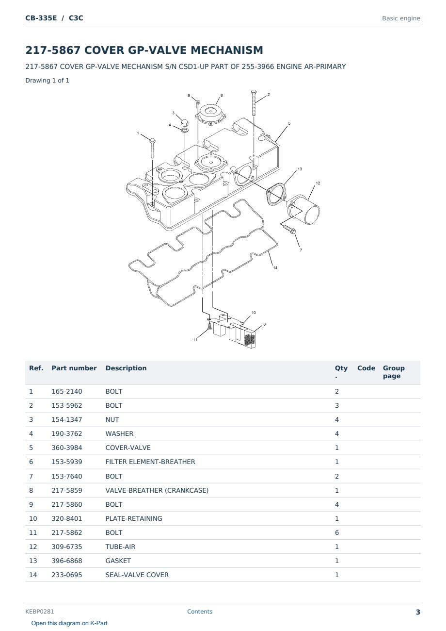 Caterpillar CB-335E S/N C3C Partsbook KEBP0281 (English) - sample page 3 of 10 Caterpillar CB-335E S/N C3C Partsbook KEBP0281 (English) - sample page 3 of 10