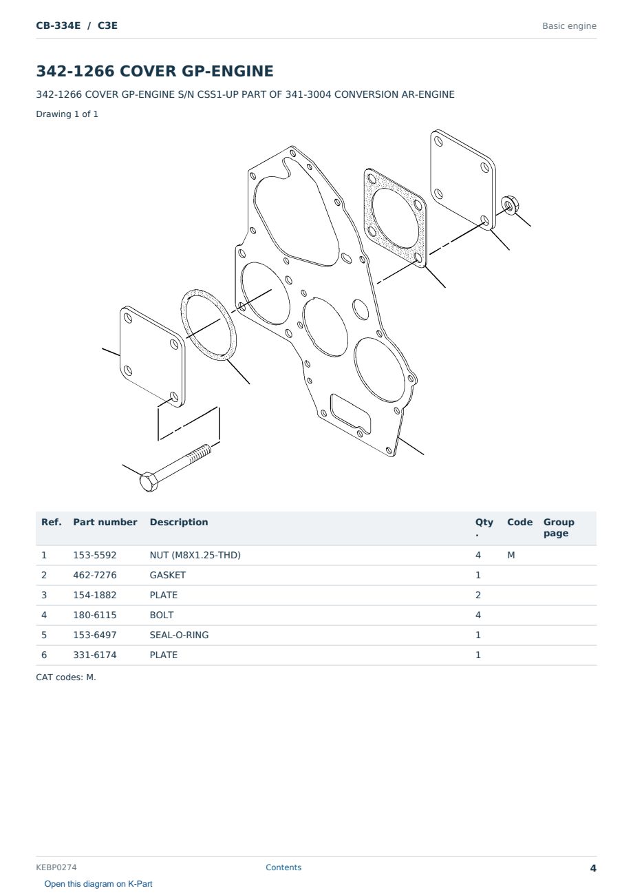 Caterpillar CB-334E S/N C3E Partsbook KEBP0274 (English) - sample page 4 of 10 Caterpillar CB-334E S/N C3E Partsbook KEBP0274 (English) - sample page 4 of 10