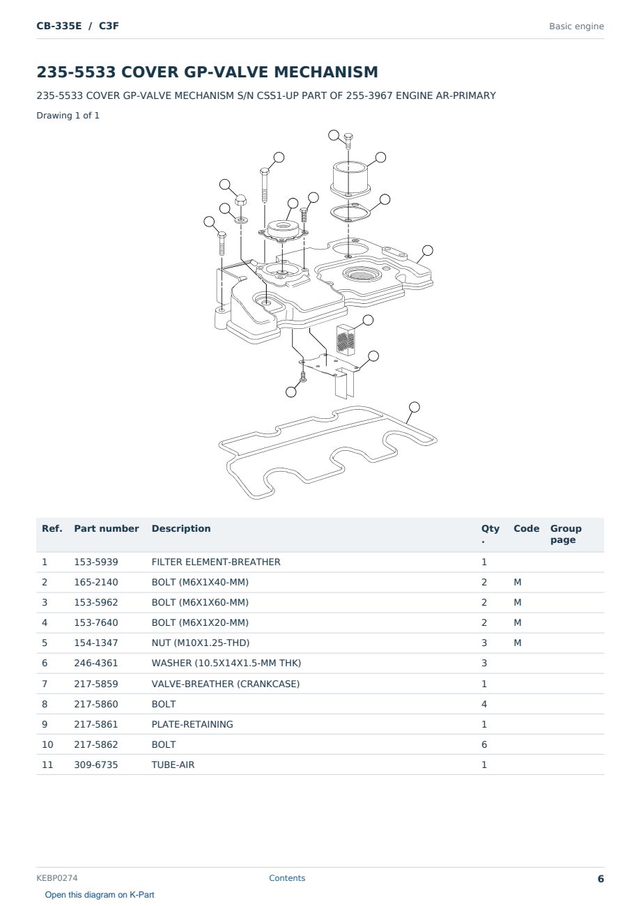 Caterpillar CB-335E S/N C3F Partsbook KEBP0274 (English) - sample page 6 of 10 Caterpillar CB-335E S/N C3F Partsbook KEBP0274 (English) - sample page 6 of 10