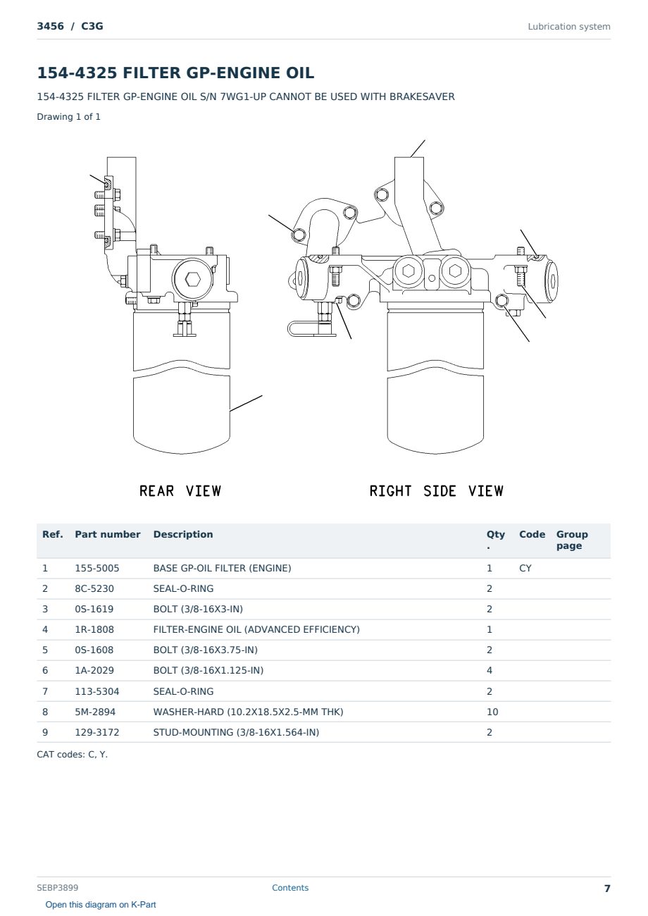 Caterpillar 3456 S/N C3G Partsbook SEBP3899 (English) - sample page 7 of 10 Caterpillar 3456 S/N C3G Partsbook SEBP3899 (English) - sample page 7 of 10