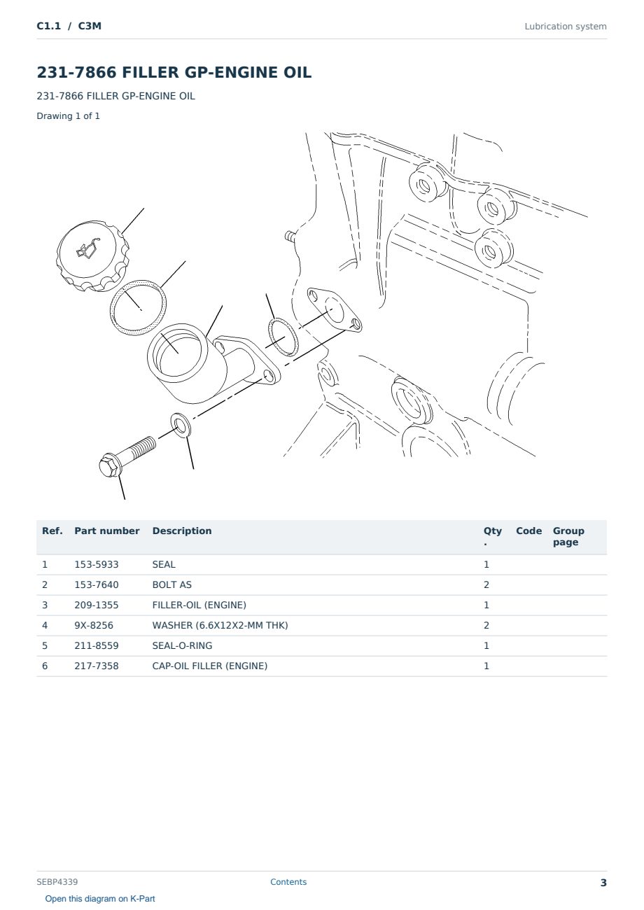 Caterpillar C1.1 S/N C3M Partsbook SEBP4339 (English) - sample page 3 of 10 Caterpillar C1.1 S/N C3M Partsbook SEBP4339 (English) - sample page 3 of 10