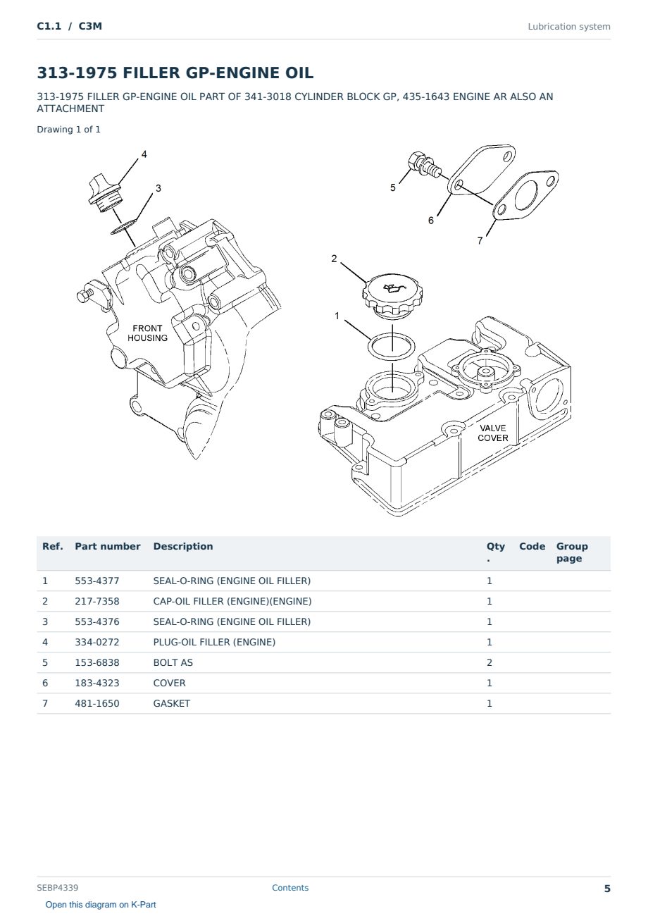 Caterpillar C1.1 S/N C3M Partsbook SEBP4339 (English) - sample page 5 of 10 Caterpillar C1.1 S/N C3M Partsbook SEBP4339 (English) - sample page 5 of 10