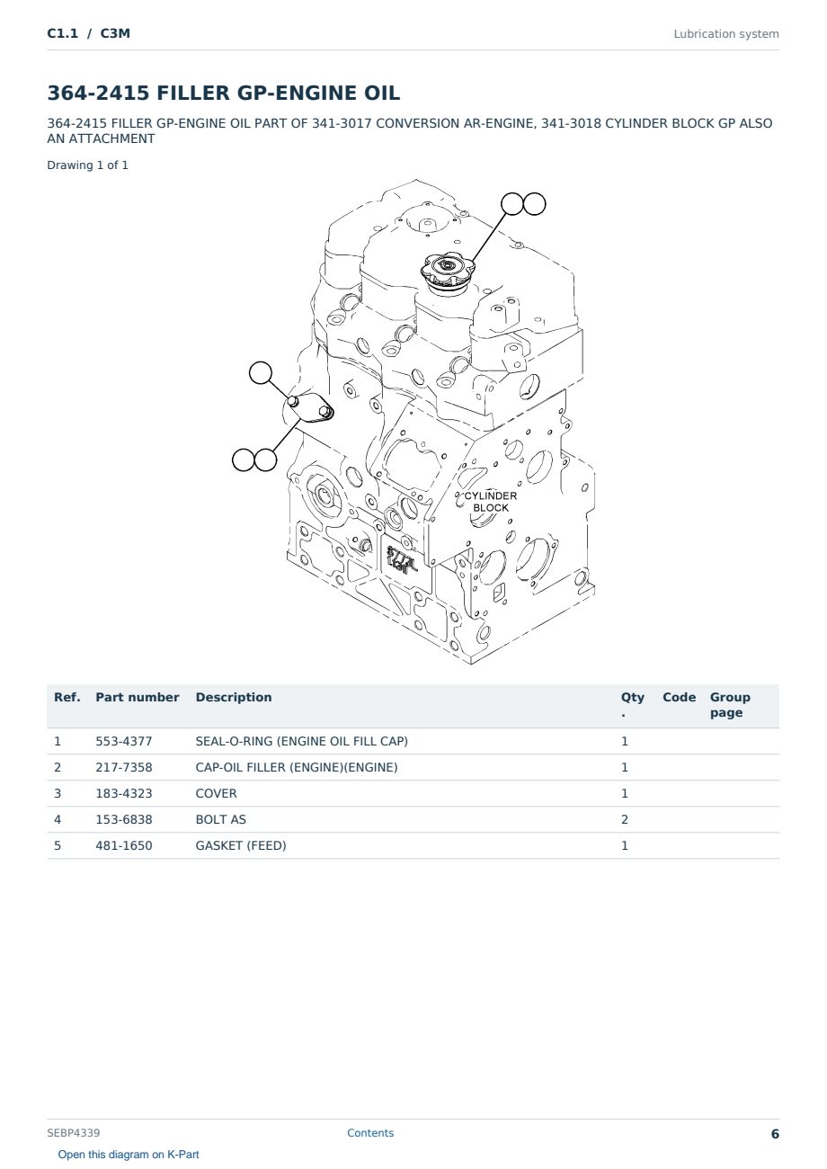Caterpillar C1.1 S/N C3M Partsbook SEBP4339 (English) - sample page 6 of 10 Caterpillar C1.1 S/N C3M Partsbook SEBP4339 (English) - sample page 6 of 10