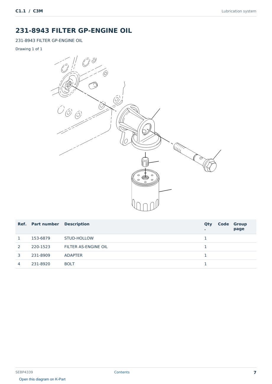 Caterpillar C1.1 S/N C3M Partsbook SEBP4339 (English) - sample page 7 of 10 Caterpillar C1.1 S/N C3M Partsbook SEBP4339 (English) - sample page 7 of 10
