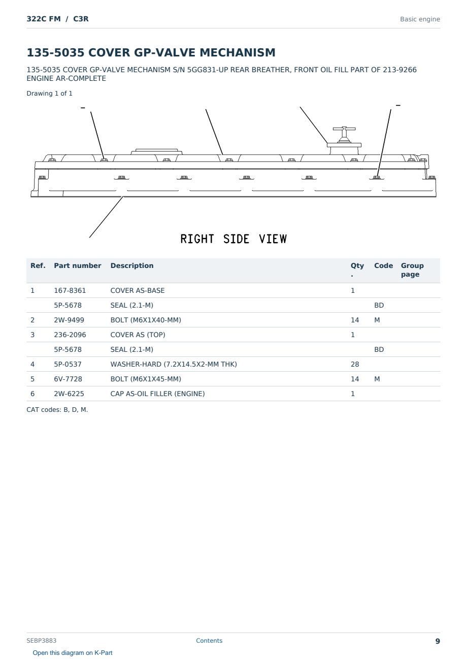 Caterpillar 322C FM S/N C3R Partsbook SEBP3883 (English) - sample page 9 of 10 Caterpillar 322C FM S/N C3R Partsbook SEBP3883 (English) - sample page 9 of 10