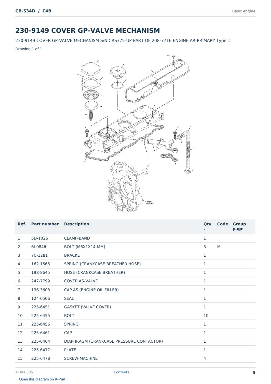 Caterpillar CB-534D S/N C4B Partsbook KEBP0305 (English) - sample page 5 of 10 Caterpillar CB-534D S/N C4B Partsbook KEBP0305 (English) - sample page 5 of 10