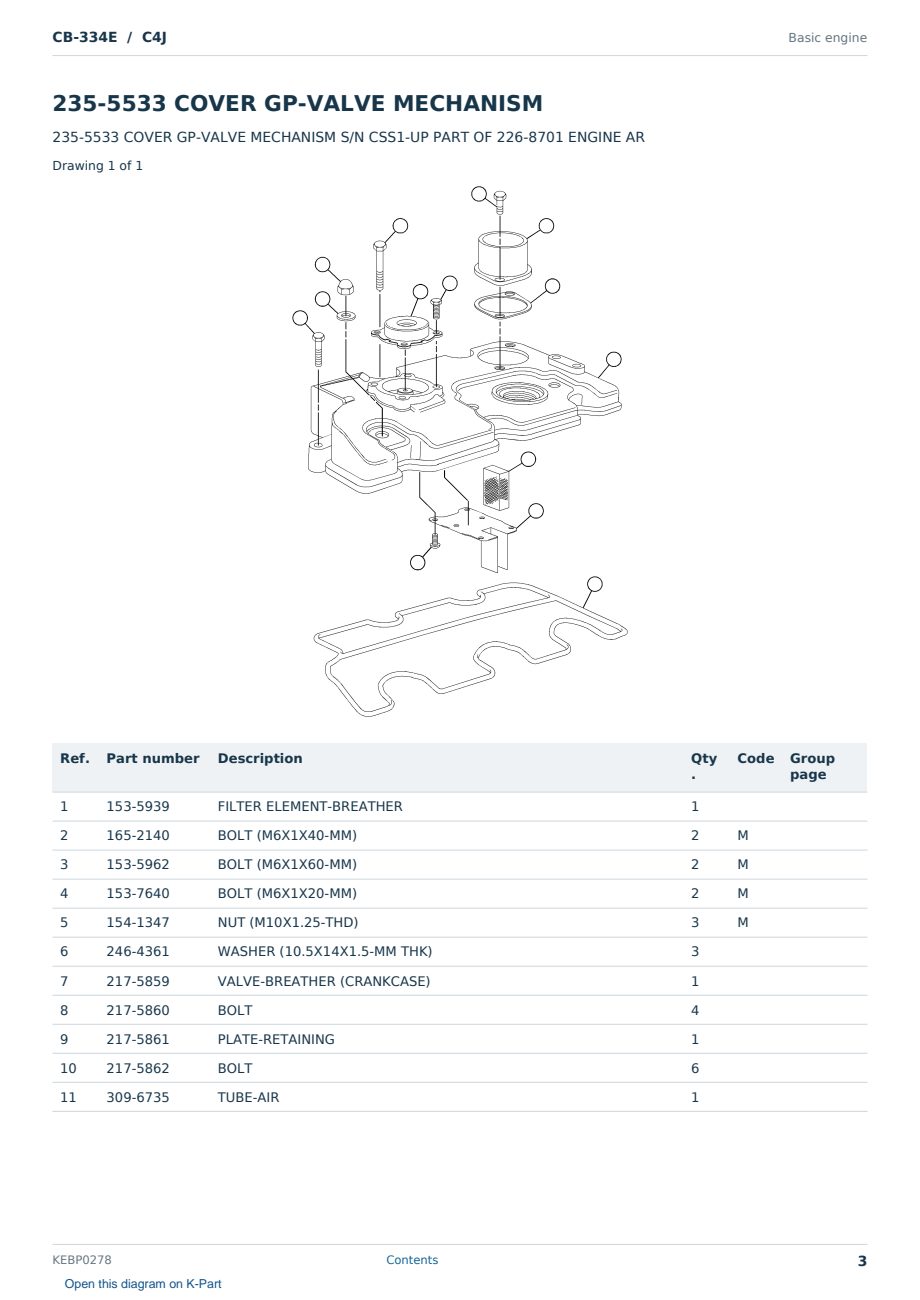 Caterpillar CB-334E S/N C4J Partsbook KEBP0278 (English) - sample page 3 of 10 Caterpillar CB-334E S/N C4J Partsbook KEBP0278 (English) - sample page 3 of 10
