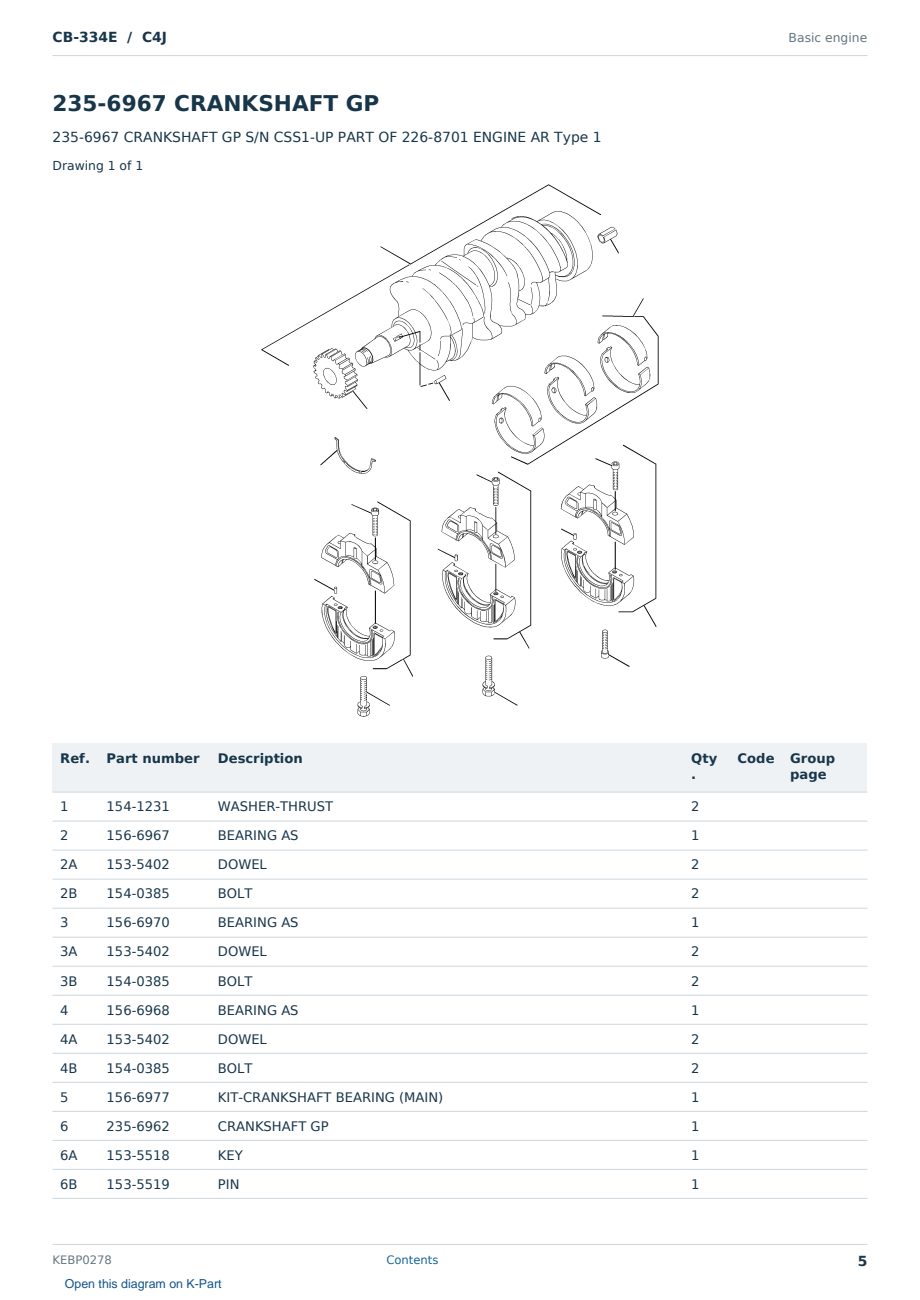 Caterpillar CB-334E S/N C4J Partsbook KEBP0278 (English) - sample page 5 of 10 Caterpillar CB-334E S/N C4J Partsbook KEBP0278 (English) - sample page 5 of 10
