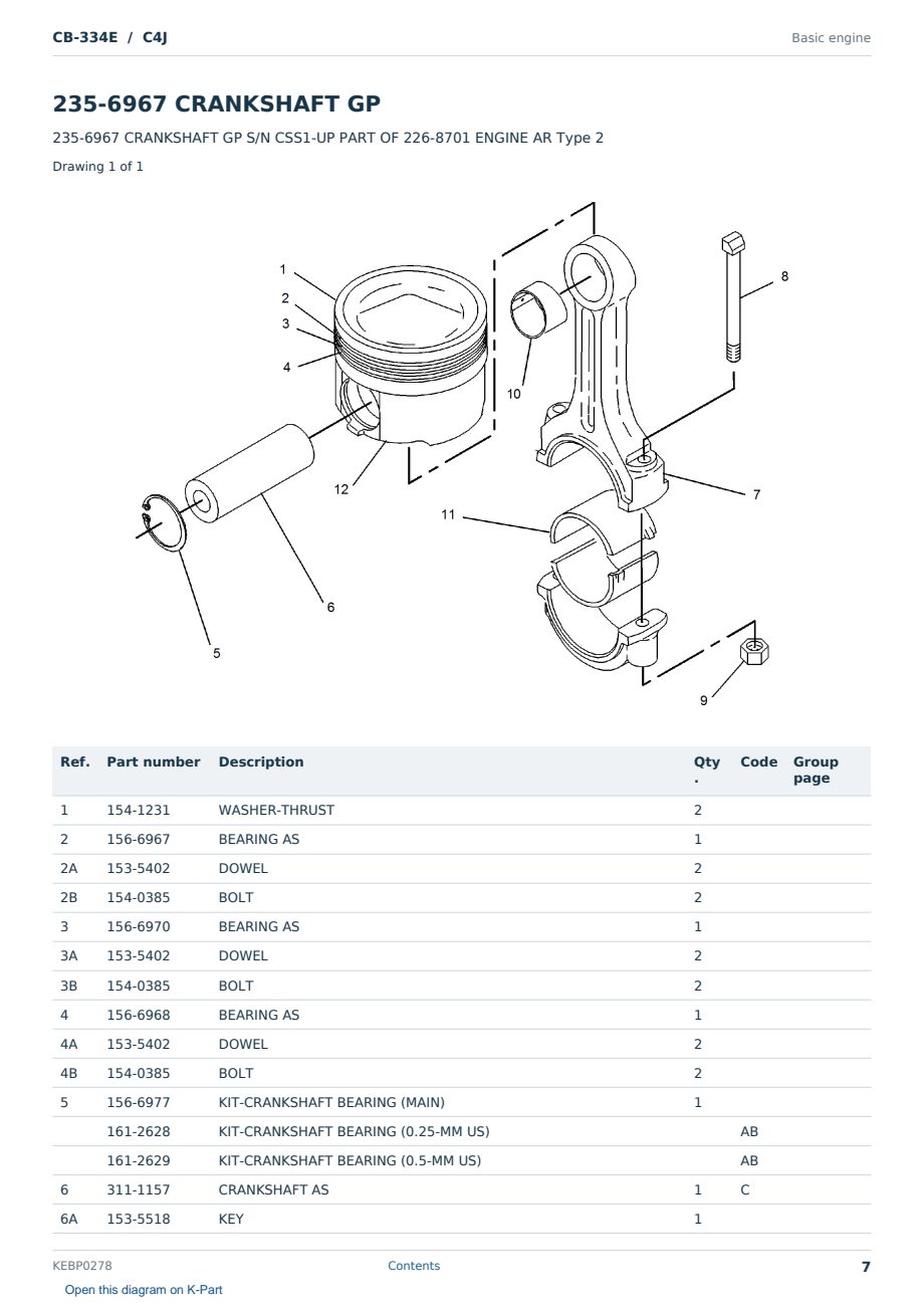 Caterpillar CB-334E S/N C4J Partsbook KEBP0278 (English) - sample page 7 of 10 Caterpillar CB-334E S/N C4J Partsbook KEBP0278 (English) - sample page 7 of 10