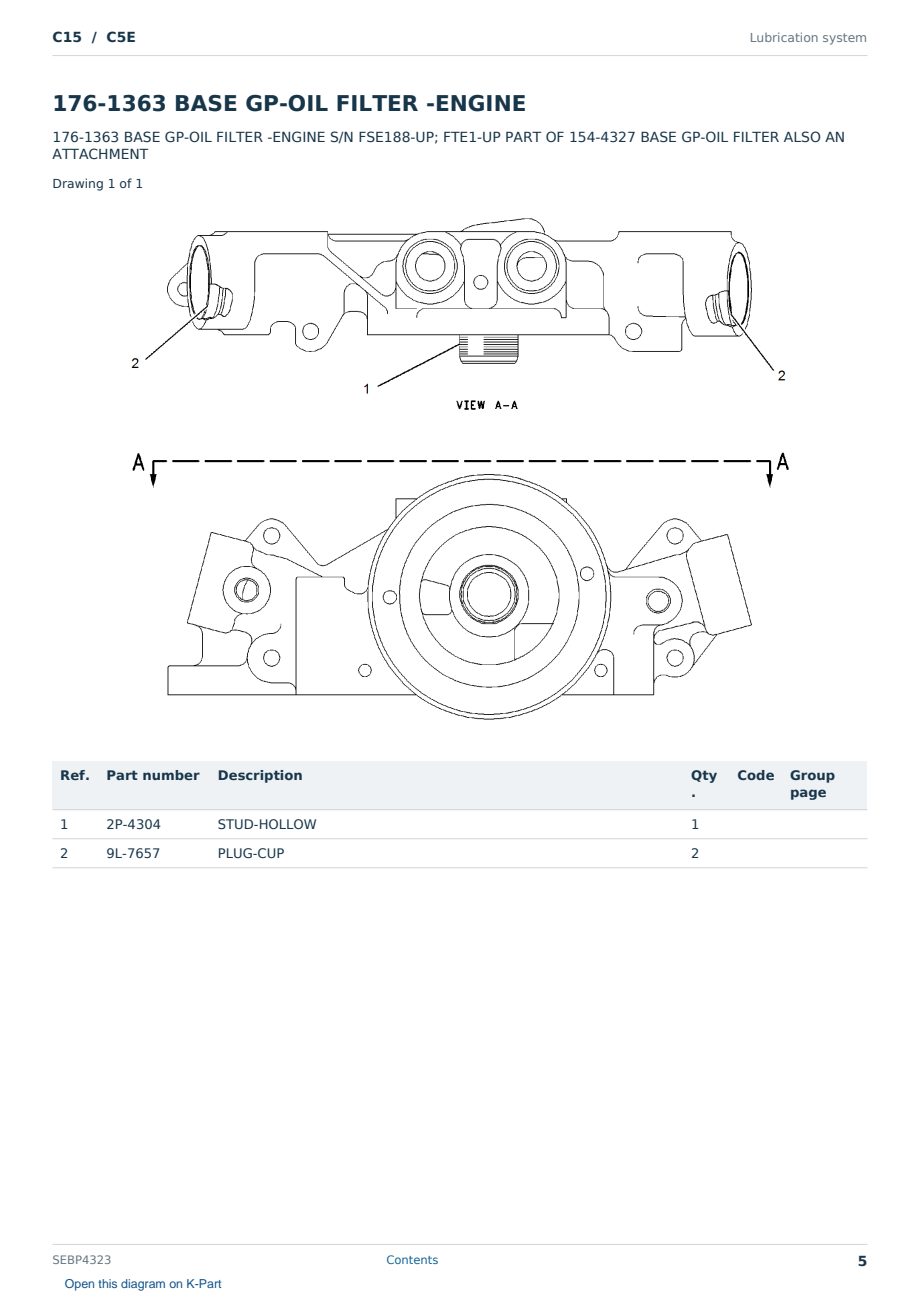 Caterpillar C15 S/N C5E Partsbook SEBP4323 (English) - sample page 5 of 10 Caterpillar C15 S/N C5E Partsbook SEBP4323 (English) - sample page 5 of 10
