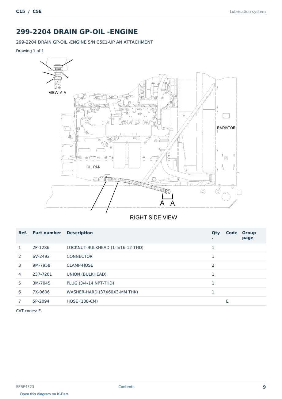 Caterpillar C15 S/N C5E Partsbook SEBP4323 (English) - sample page 9 of 10 Caterpillar C15 S/N C5E Partsbook SEBP4323 (English) - sample page 9 of 10