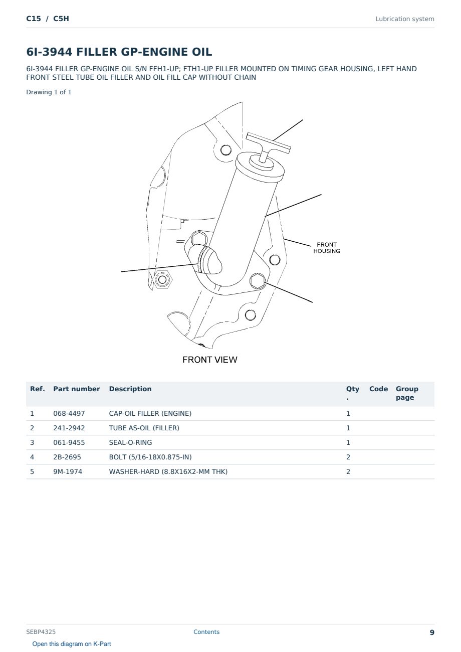 Caterpillar C15 S/N C5H Partsbook SEBP4325 (English) - sample page 9 of 10 Caterpillar C15 S/N C5H Partsbook SEBP4325 (English) - sample page 9 of 10