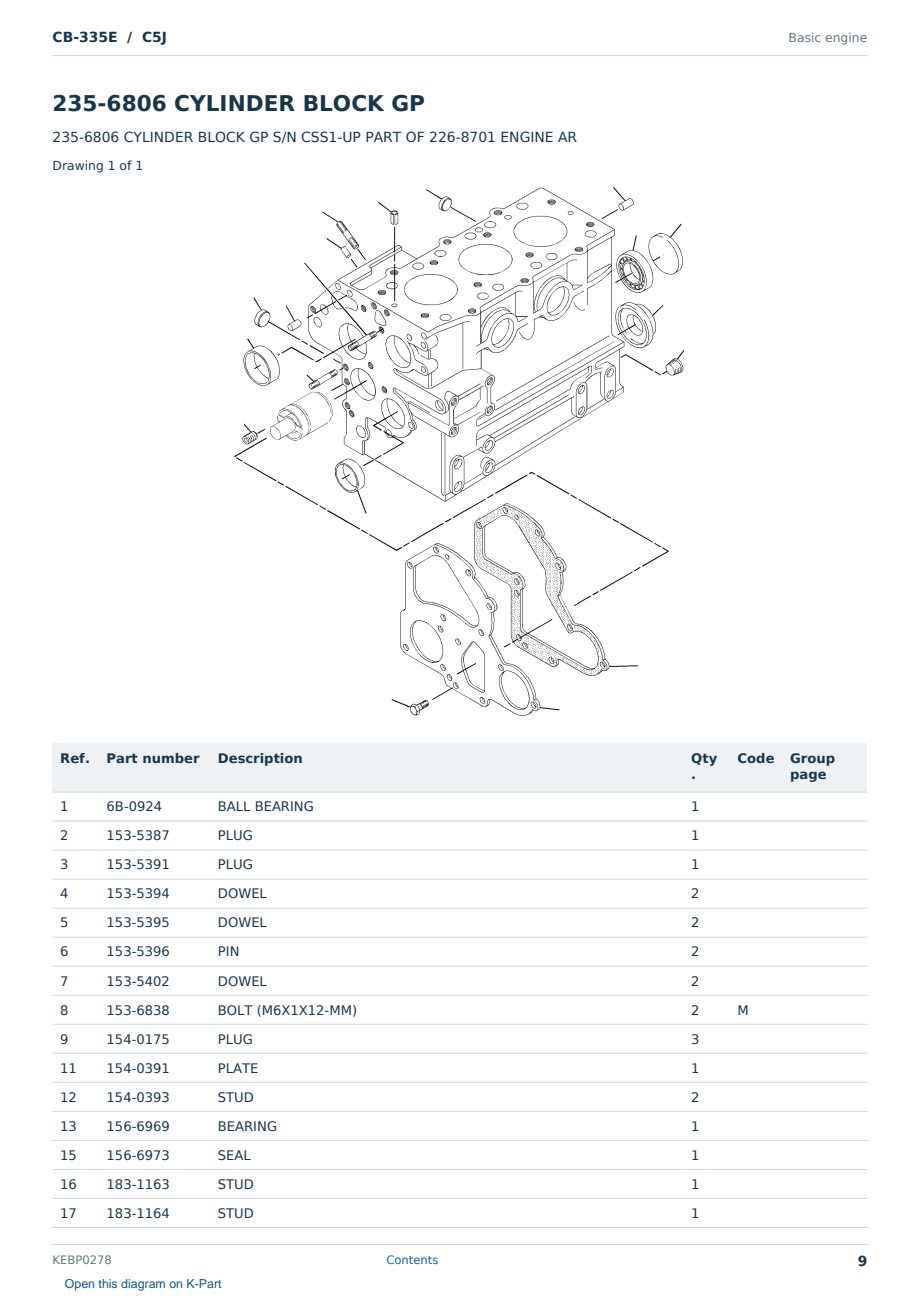 Caterpillar CB-335E S/N C5J Partsbook KEBP0278 (English) - sample page 9 of 10 Caterpillar CB-335E S/N C5J Partsbook KEBP0278 (English) - sample page 9 of 10
