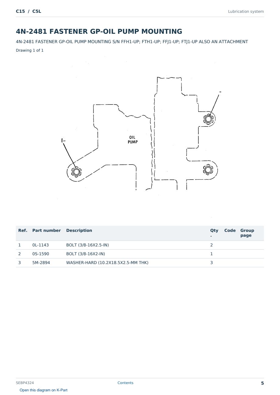 Caterpillar C15 S/N C5L Partsbook SEBP4324 (English) - sample page 5 of 10 Caterpillar C15 S/N C5L Partsbook SEBP4324 (English) - sample page 5 of 10