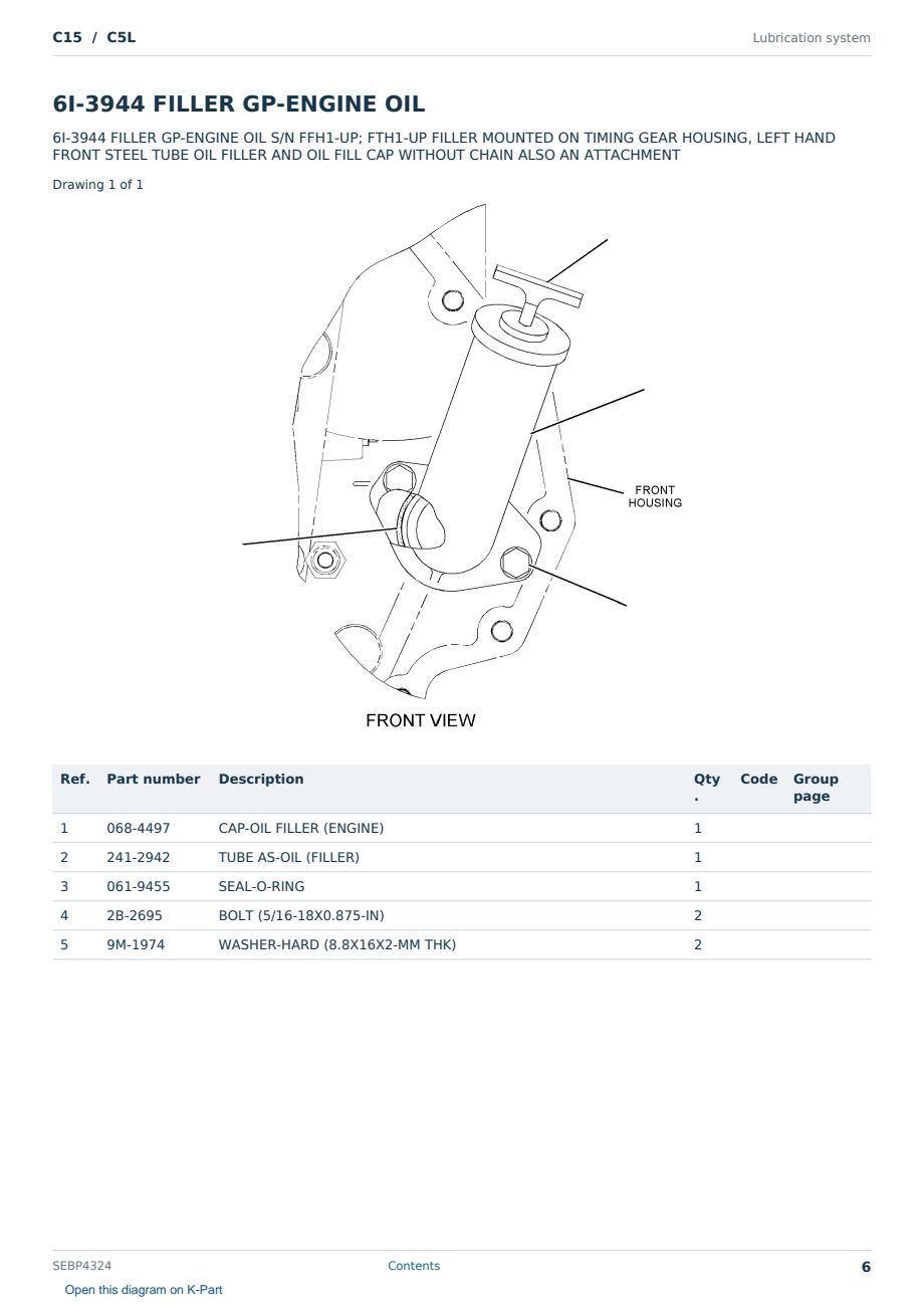 Caterpillar C15 S/N C5L Partsbook SEBP4324 (English) - sample page 6 of 10 Caterpillar C15 S/N C5L Partsbook SEBP4324 (English) - sample page 6 of 10