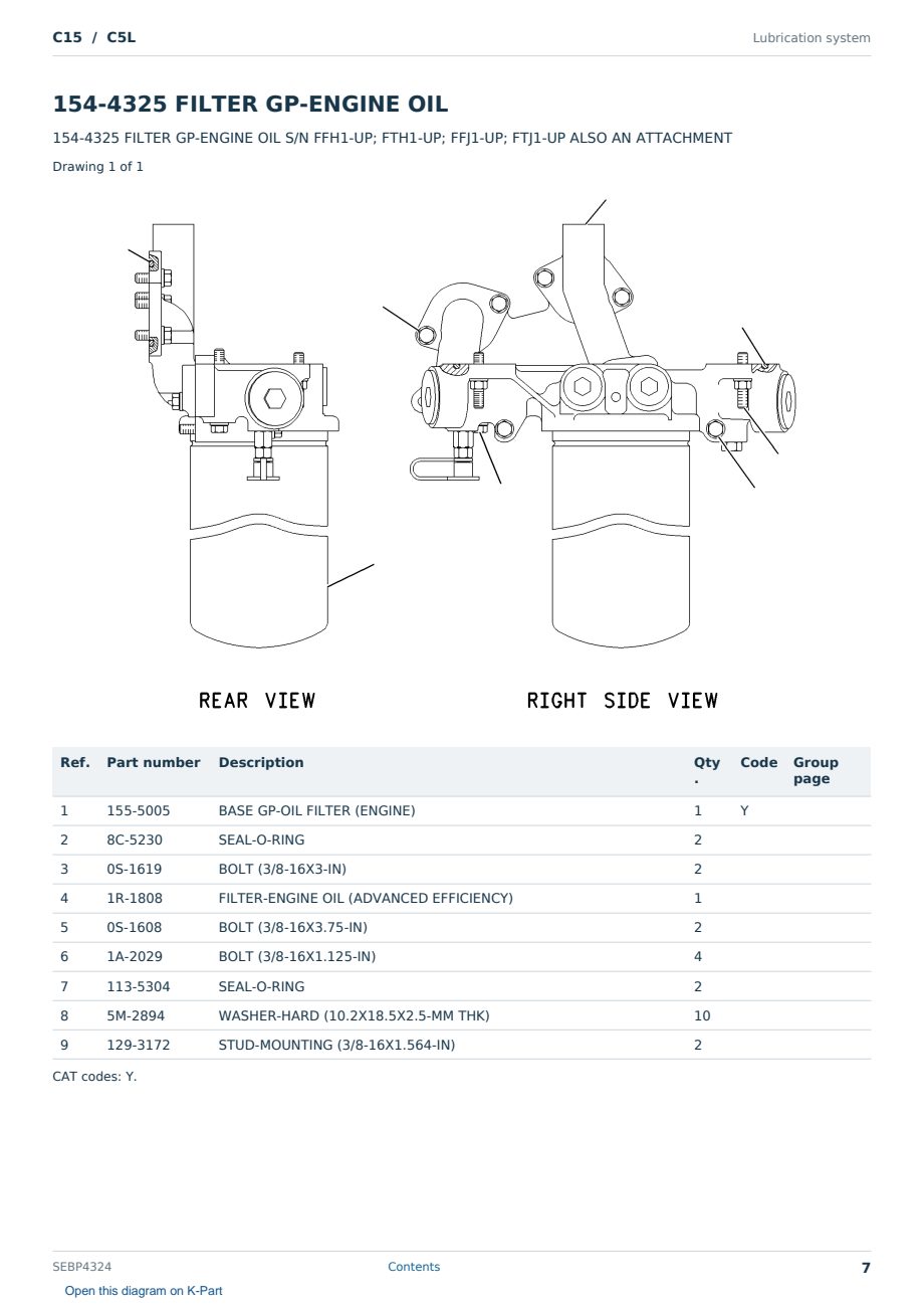 Caterpillar C15 S/N C5L Partsbook SEBP4324 (English) - sample page 7 of 10 Caterpillar C15 S/N C5L Partsbook SEBP4324 (English) - sample page 7 of 10