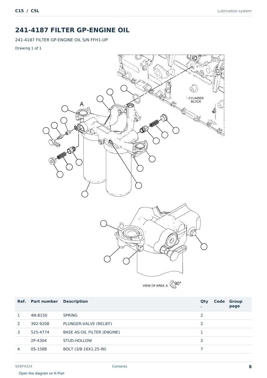 Caterpillar C15 S/N C5L Partsbook SEBP4324 (English) - sample page 8 of 10 Caterpillar C15 S/N C5L Partsbook SEBP4324 (English) - sample page 8 of 10