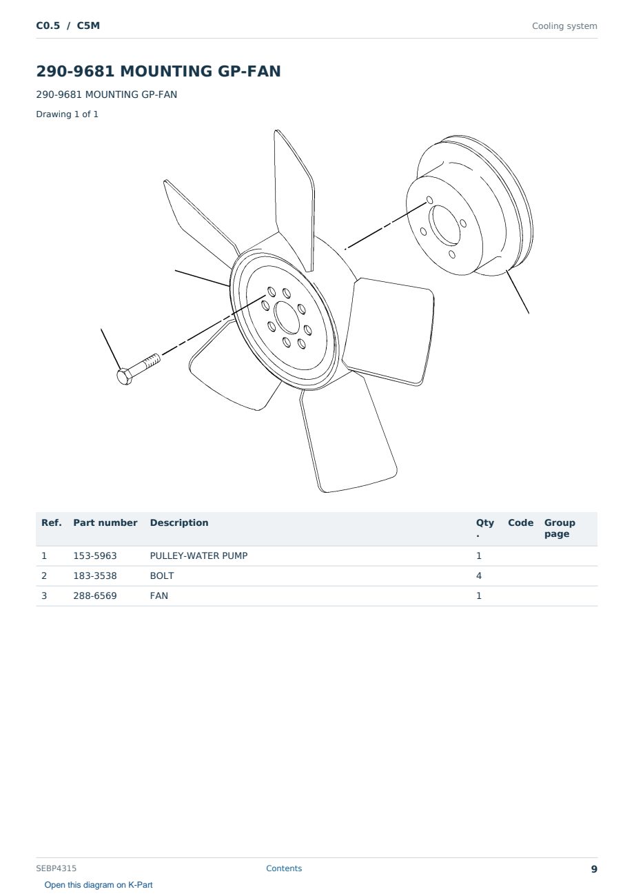 Caterpillar C0.5 S/N C5M Partsbook SEBP4315 (English) - sample page 9 of 10 Caterpillar C0.5 S/N C5M Partsbook SEBP4315 (English) - sample page 9 of 10