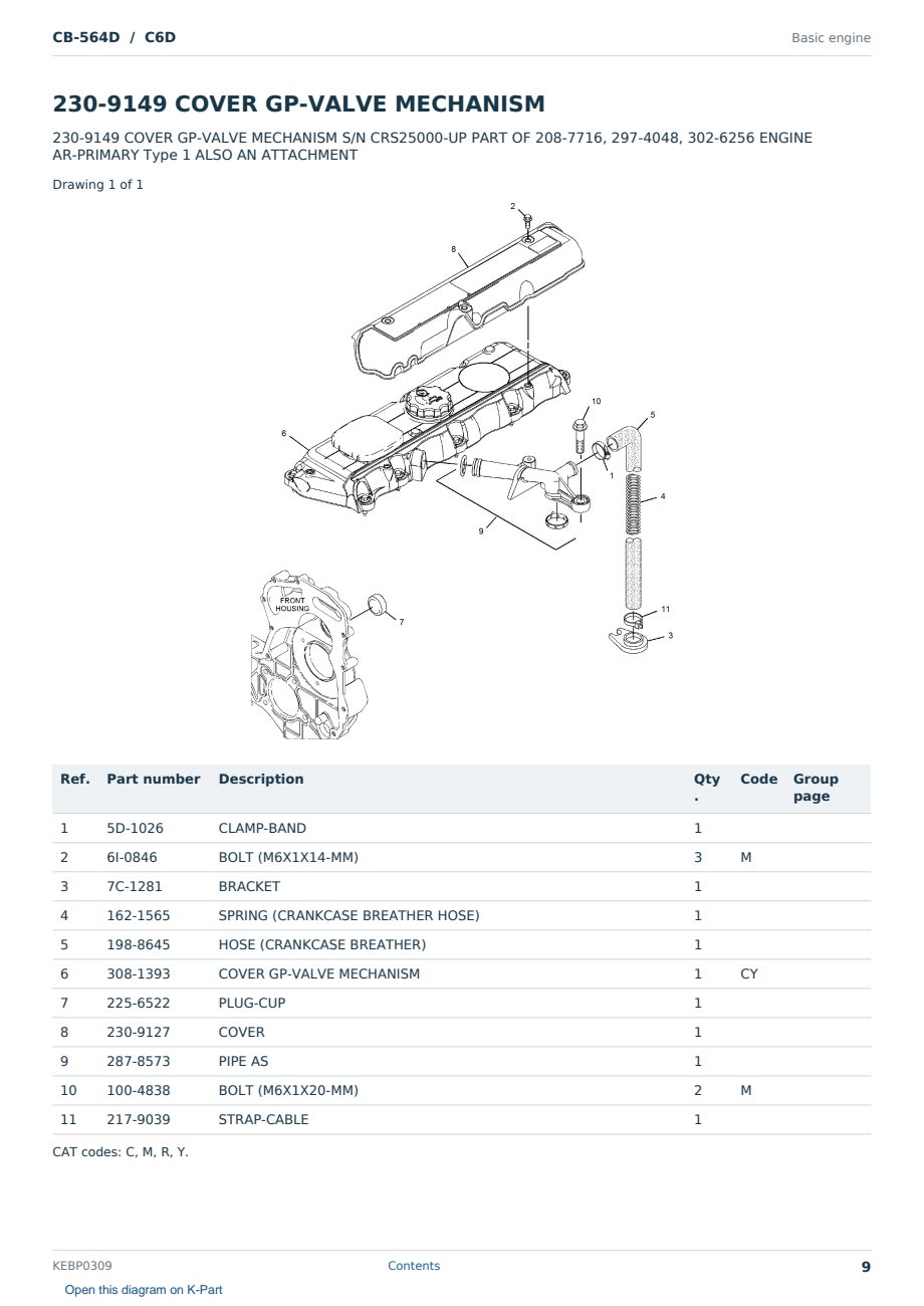 Caterpillar CB-564D S/N C6D Partsbook KEBP0309 (English) - sample page 9 of 10 Caterpillar CB-564D S/N C6D Partsbook KEBP0309 (English) - sample page 9 of 10
