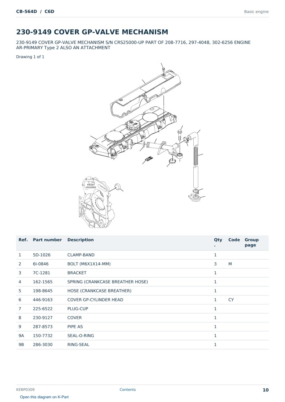 Caterpillar CB-564D S/N C6D Partsbook KEBP0309 (English) - sample page 10 of 10 Caterpillar CB-564D S/N C6D Partsbook KEBP0309 (English) - sample page 10 of 10