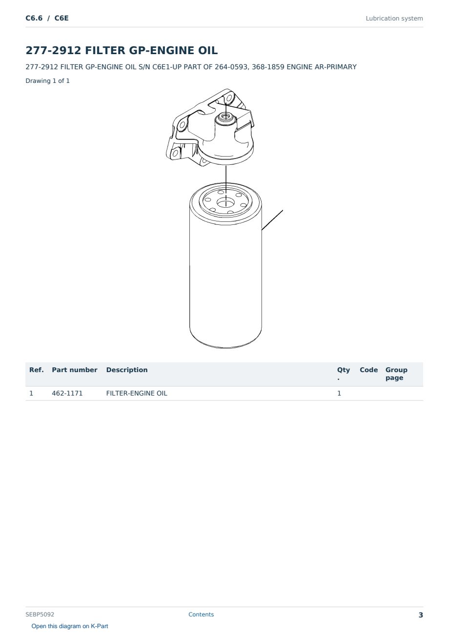 Caterpillar C6.6 S/N C6E Partsbook SEBP5092 (English) - sample page 3 of 10 Caterpillar C6.6 S/N C6E Partsbook SEBP5092 (English) - sample page 3 of 10