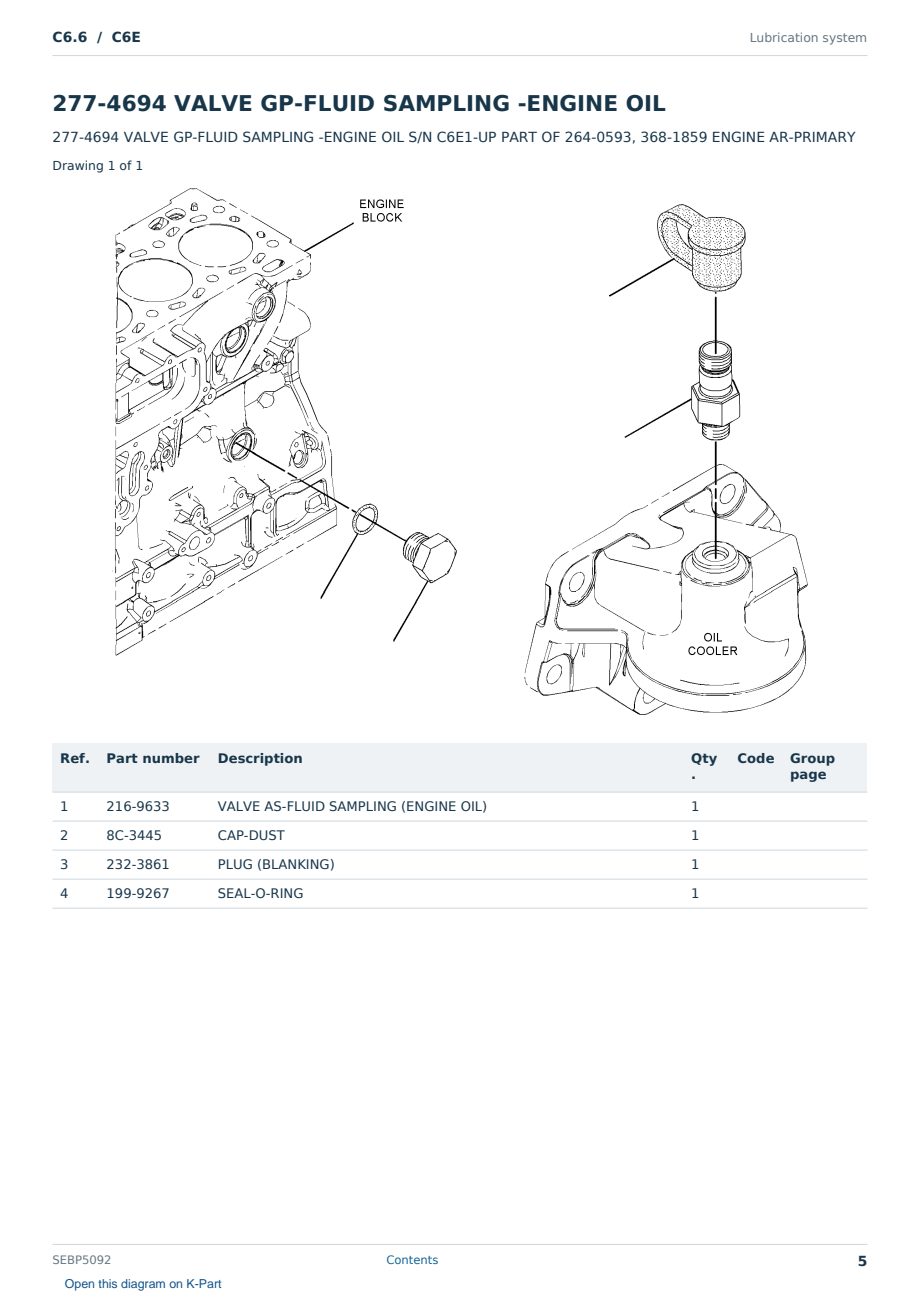 Caterpillar C6.6 S/N C6E Partsbook SEBP5092 (English) - sample page 5 of 10 Caterpillar C6.6 S/N C6E Partsbook SEBP5092 (English) - sample page 5 of 10