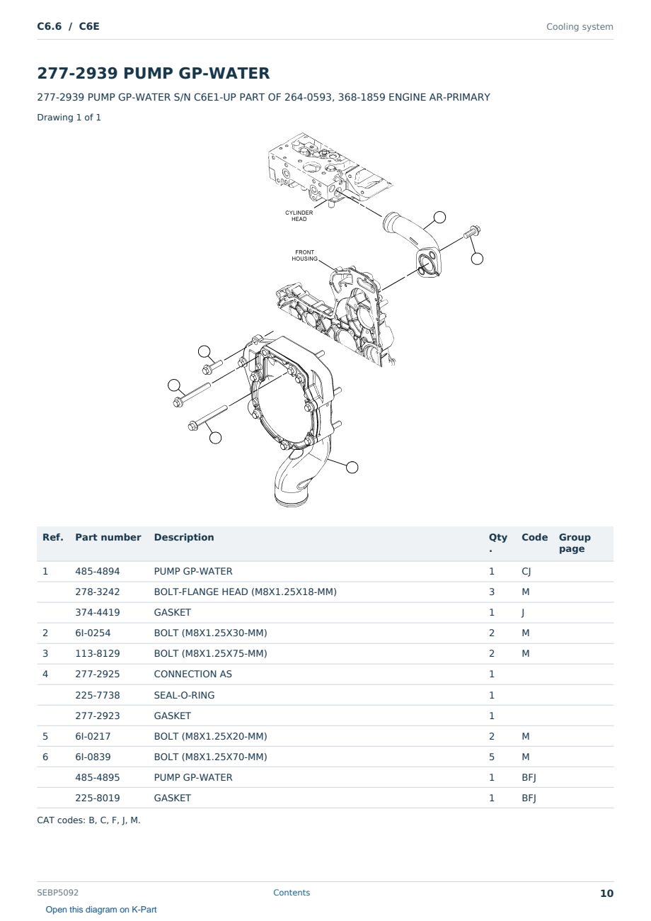 Caterpillar C6.6 S/N C6E Partsbook SEBP5092 (English) - sample page 10 of 10 Caterpillar C6.6 S/N C6E Partsbook SEBP5092 (English) - sample page 10 of 10