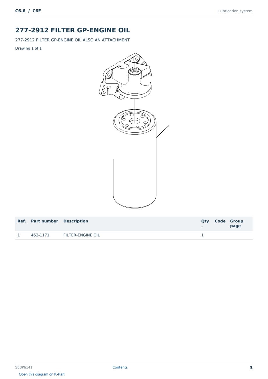 Caterpillar C6.6 S/N C6E Partsbook SEBP6141 (English) - sample page 3 of 10 Caterpillar C6.6 S/N C6E Partsbook SEBP6141 (English) - sample page 3 of 10