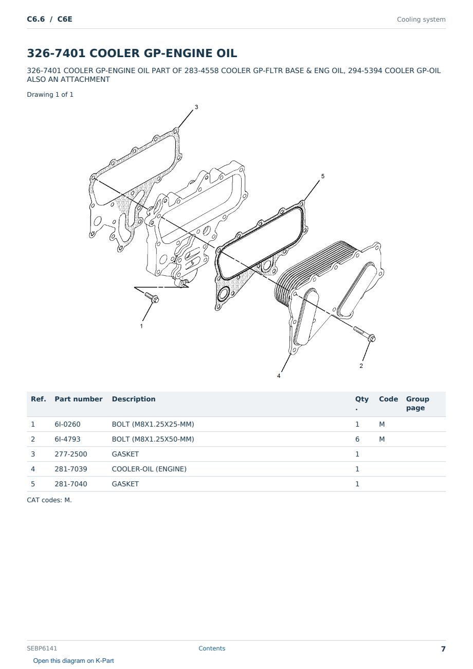 Caterpillar C6.6 S/N C6E Partsbook SEBP6141 (English) - sample page 7 of 10 Caterpillar C6.6 S/N C6E Partsbook SEBP6141 (English) - sample page 7 of 10