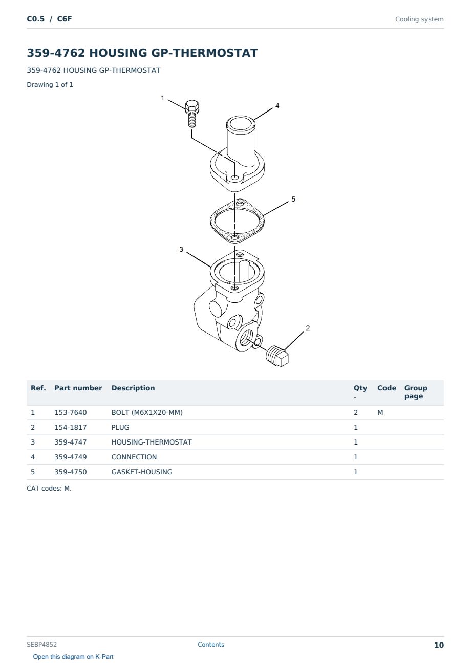 Caterpillar C0.5 S/N C6F Partsbook SEBP4852 (English) - sample page 10 of 10 Caterpillar C0.5 S/N C6F Partsbook SEBP4852 (English) - sample page 10 of 10
