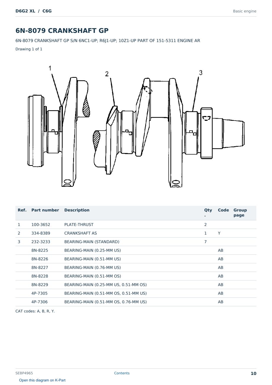 Caterpillar D6G2 XL S/N C6G Partsbook SEBP4965 (English) - sample page 10 of 10 Caterpillar D6G2 XL S/N C6G Partsbook SEBP4965 (English) - sample page 10 of 10