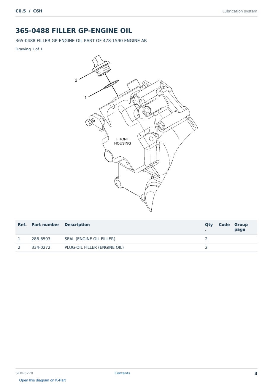 Caterpillar C0.5 S/N C6H Partsbook SEBP5278 (English) - sample page 3 of 10 Caterpillar C0.5 S/N C6H Partsbook SEBP5278 (English) - sample page 3 of 10