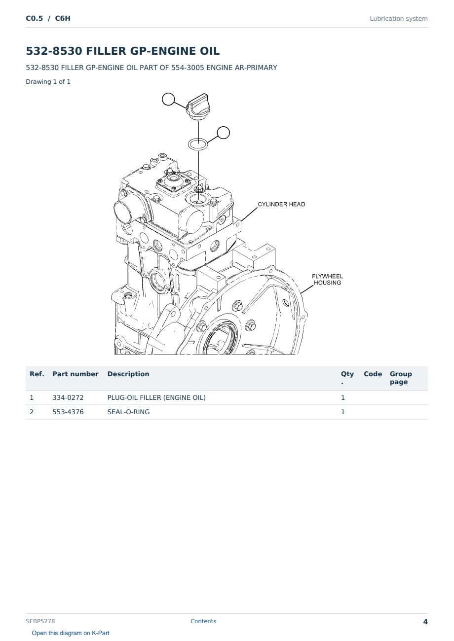 Caterpillar C0.5 S/N C6H Partsbook SEBP5278 (English) - sample page 4 of 10 Caterpillar C0.5 S/N C6H Partsbook SEBP5278 (English) - sample page 4 of 10