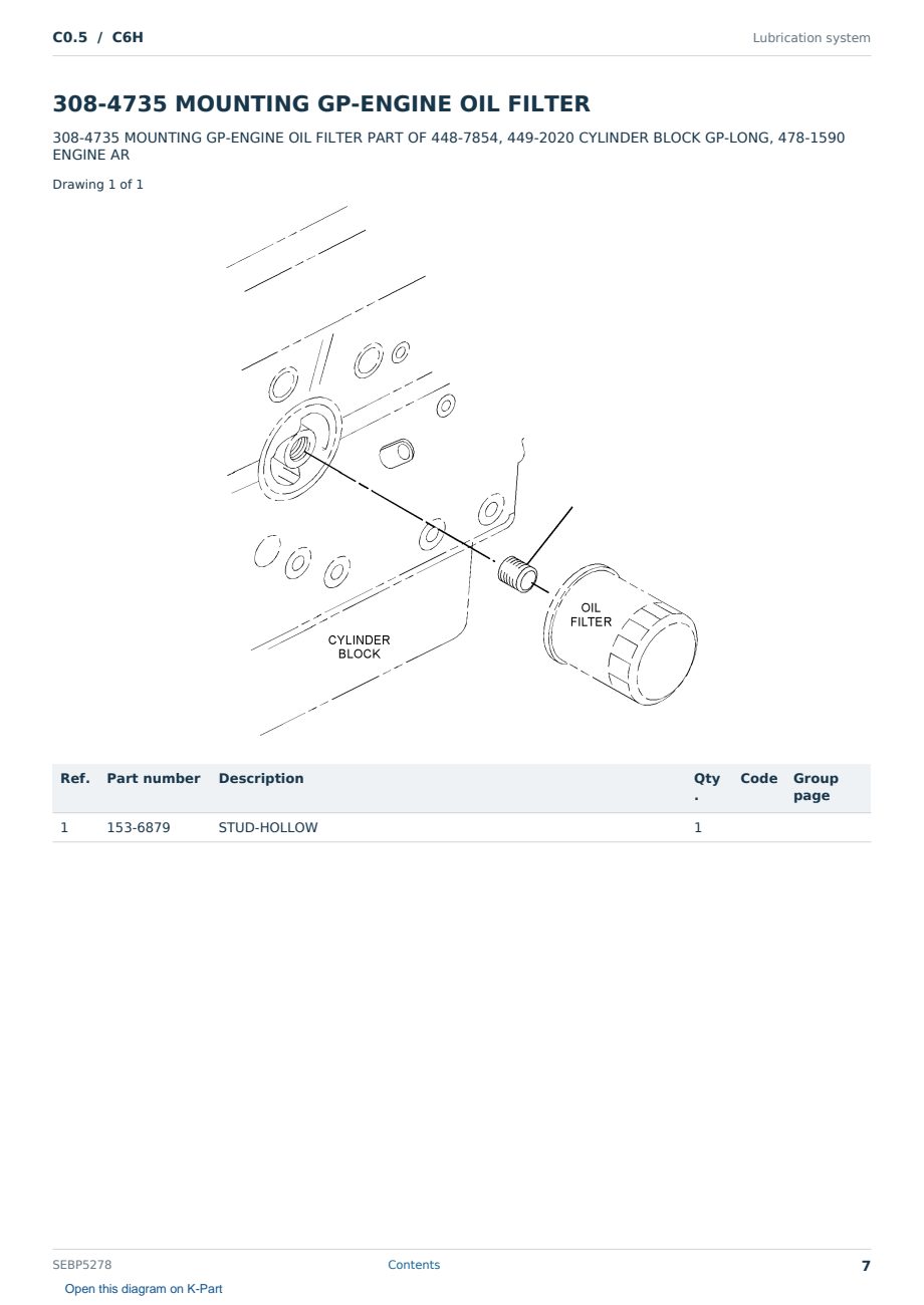 Caterpillar C0.5 S/N C6H Partsbook SEBP5278 (English) - sample page 7 of 10 Caterpillar C0.5 S/N C6H Partsbook SEBP5278 (English) - sample page 7 of 10
