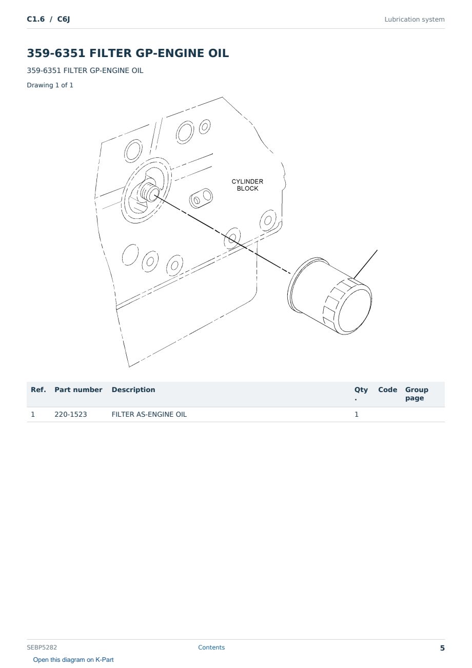 Caterpillar C1.6 S/N C6J Partsbook SEBP5282 (English) - sample page 5 of 10 Caterpillar C1.6 S/N C6J Partsbook SEBP5282 (English) - sample page 5 of 10
