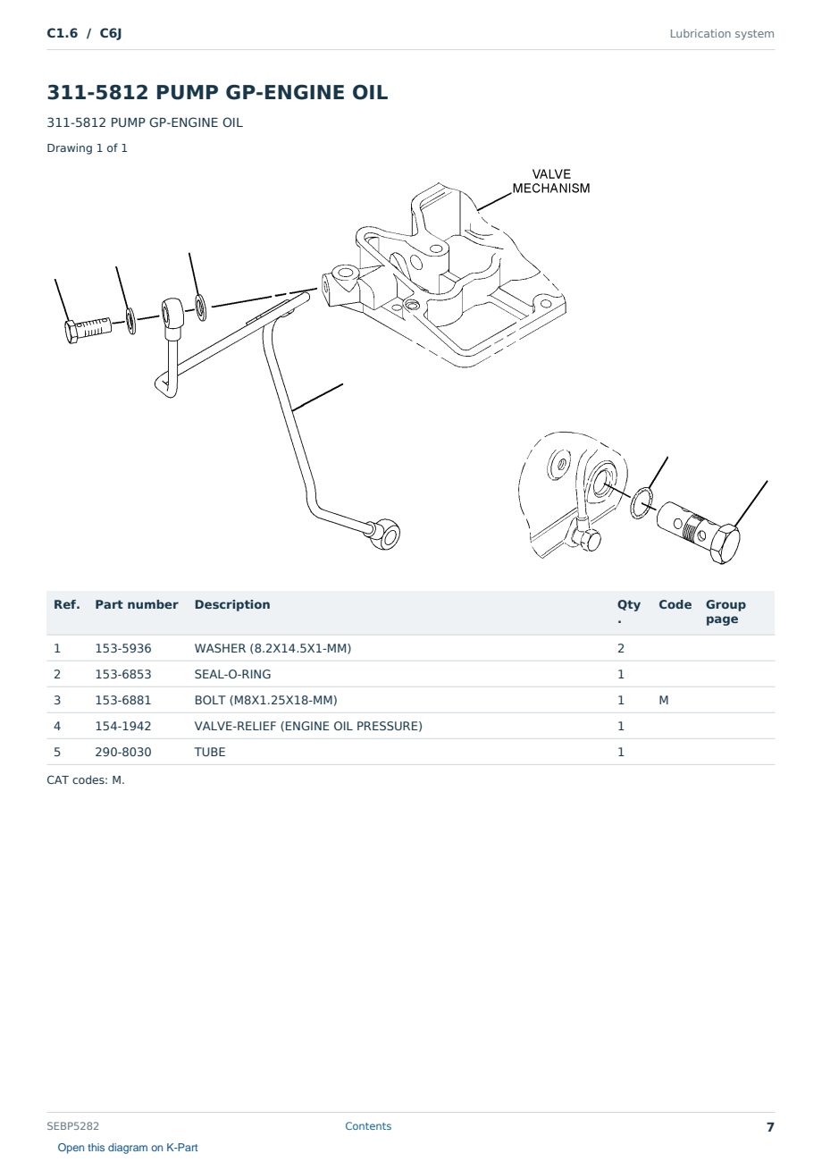 Caterpillar C1.6 S/N C6J Partsbook SEBP5282 (English) - sample page 7 of 10 Caterpillar C1.6 S/N C6J Partsbook SEBP5282 (English) - sample page 7 of 10