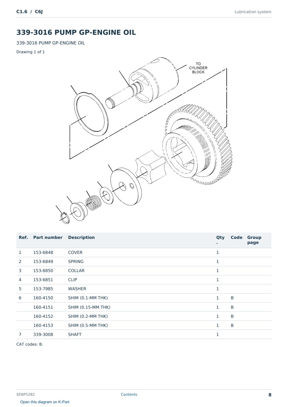 Caterpillar C1.6 S/N C6J Partsbook SEBP5282 (English) - sample page 8 of 10 Caterpillar C1.6 S/N C6J Partsbook SEBP5282 (English) - sample page 8 of 10