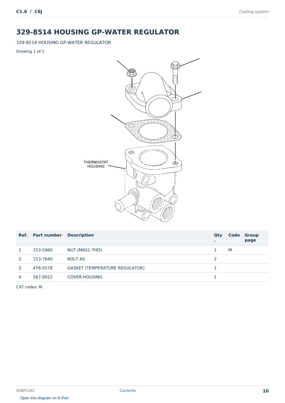 Caterpillar C1.6 S/N C6J Partsbook SEBP5282 (English) - sample page 10 of 10 Caterpillar C1.6 S/N C6J Partsbook SEBP5282 (English) - sample page 10 of 10