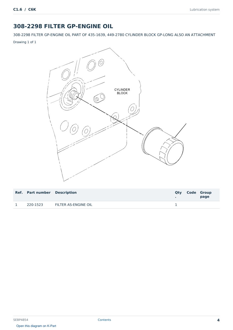 Caterpillar C1.6 S/N C6K Partsbook SEBP4854 (English) - sample page 4 of 10 Caterpillar C1.6 S/N C6K Partsbook SEBP4854 (English) - sample page 4 of 10