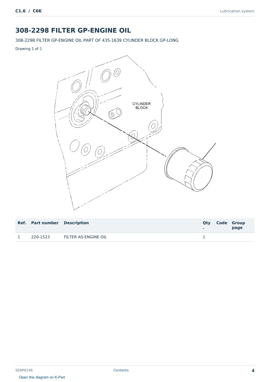 Caterpillar C1.6 S/N C6K Partsbook SEBP6146 (English) - sample page 4 of 10 Caterpillar C1.6 S/N C6K Partsbook SEBP6146 (English) - sample page 4 of 10