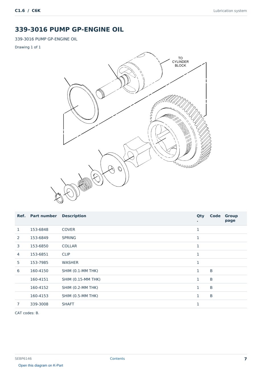 Caterpillar C1.6 S/N C6K Partsbook SEBP6146 (English) - sample page 7 of 10 Caterpillar C1.6 S/N C6K Partsbook SEBP6146 (English) - sample page 7 of 10