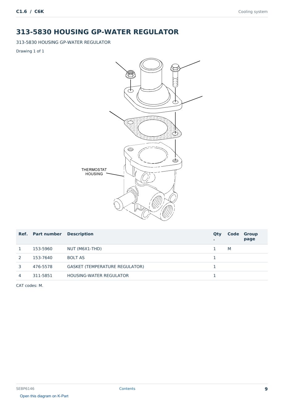 Caterpillar C1.6 S/N C6K Partsbook SEBP6146 (English) - sample page 9 of 10 Caterpillar C1.6 S/N C6K Partsbook SEBP6146 (English) - sample page 9 of 10