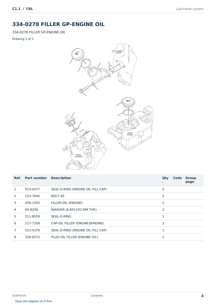 Caterpillar C1.1 S/N C6L Partsbook SEBP4546 (English) - sample page 4 of 10 Caterpillar C1.1 S/N C6L Partsbook SEBP4546 (English) - sample page 4 of 10
