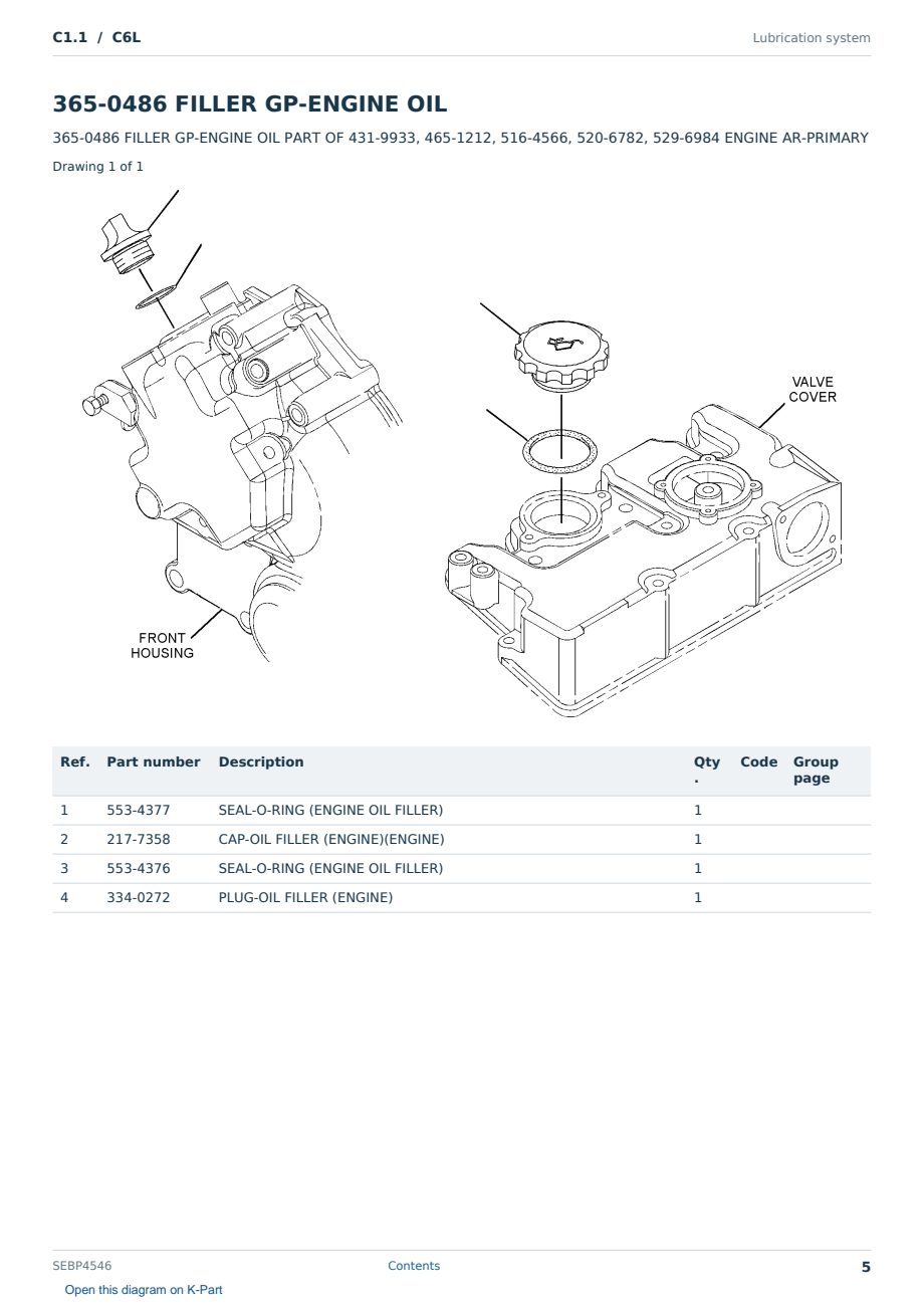 Caterpillar C1.1 S/N C6L Partsbook SEBP4546 (English) - sample page 5 of 10 Caterpillar C1.1 S/N C6L Partsbook SEBP4546 (English) - sample page 5 of 10