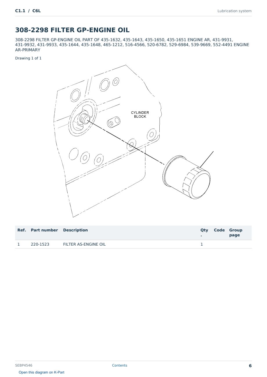 Caterpillar C1.1 S/N C6L Partsbook SEBP4546 (English) - sample page 6 of 10 Caterpillar C1.1 S/N C6L Partsbook SEBP4546 (English) - sample page 6 of 10
