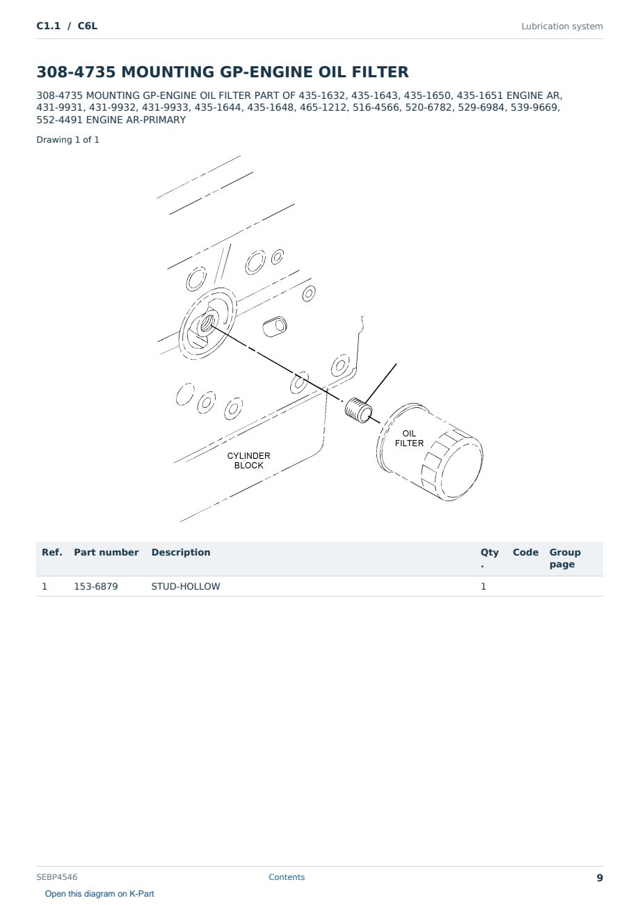 Caterpillar C1.1 S/N C6L Partsbook SEBP4546 (English) - sample page 9 of 10 Caterpillar C1.1 S/N C6L Partsbook SEBP4546 (English) - sample page 9 of 10