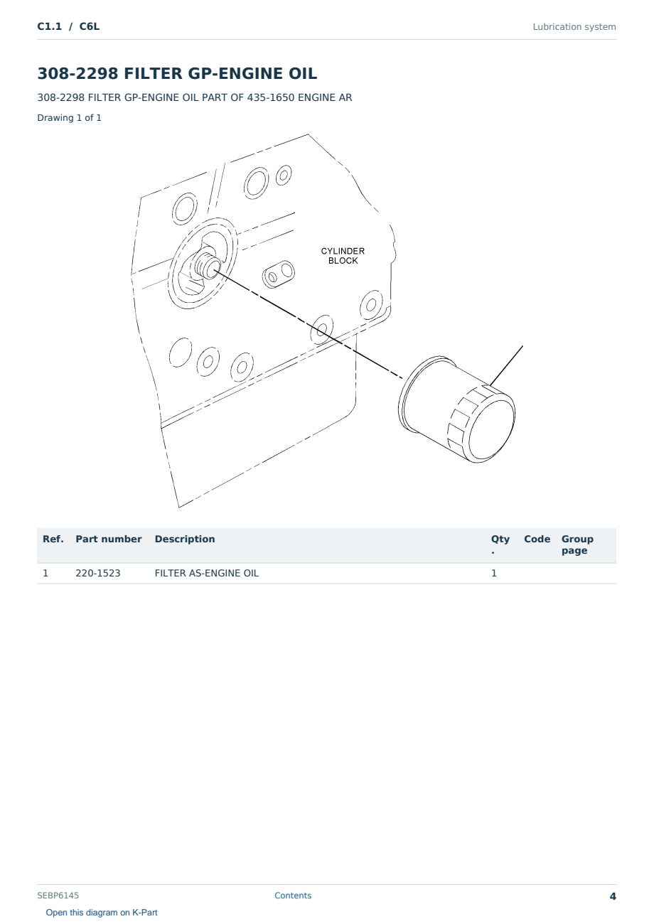 Caterpillar C1.1 S/N C6L Partsbook SEBP6145 (English) - sample page 4 of 10 Caterpillar C1.1 S/N C6L Partsbook SEBP6145 (English) - sample page 4 of 10